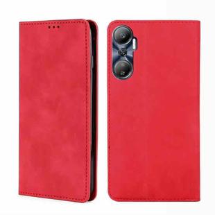 For Infinix Hot 20 4G Skin Feel Magnetic Horizontal Flip Leather Phone Case(Red)