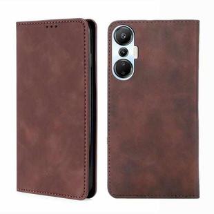 For Infinix Hot 20S Skin Feel Magnetic Horizontal Flip Leather Phone Case(Dark Brown)