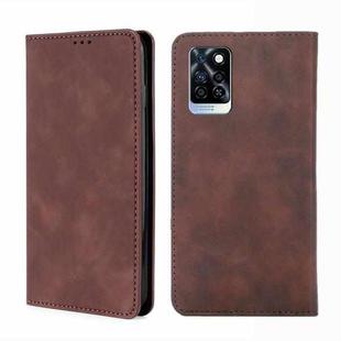 For Infinix Note 10 Pro Skin Feel Magnetic Horizontal Flip Leather Phone Case(Dark Brown)