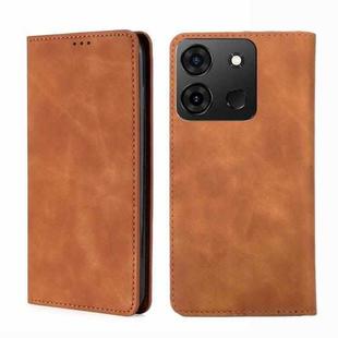 For Infinix Smart 7 Skin Feel Magnetic Horizontal Flip Leather Phone Case(Light Brown)