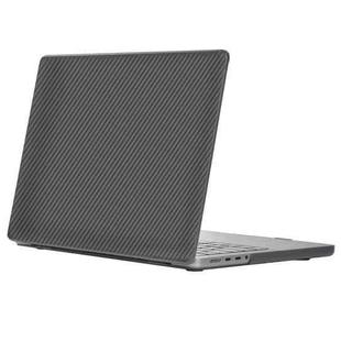 For MacBook Pro 16.2 inch A2485 2021 WIWU Ikavlar Crystal Shield Carbon Fiber Texture Laptop Case(Transparent Black)
