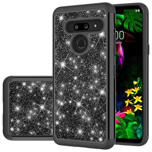 For LG G8 ThinQ Glitter Powder Contrast Skin Shockproof Silicone + PC Protective Case(Black)
