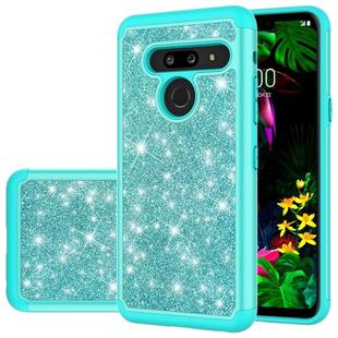 For LG G8 ThinQ Glitter Powder Contrast Skin Shockproof Silicone + PC Protective Case(Green)