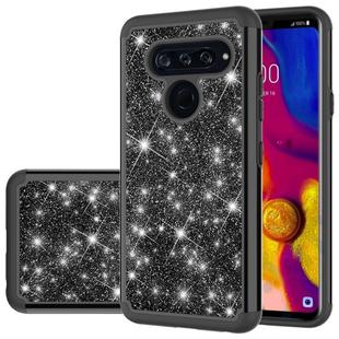 For LG V40 ThinQ Glitter Powder Contrast Skin Shockproof Silicone + PC Protective Case(Black)