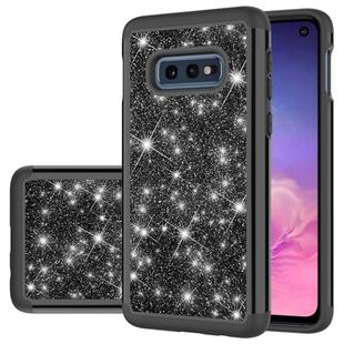 For Samsung Galaxy S10e Glitter Powder Contrast Skin Shockproof Silicone + PC Protective Case(Black)