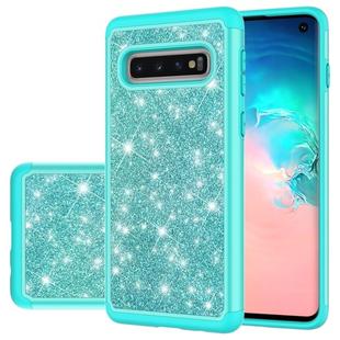For Samsung Galaxy S10 Glitter Powder Contrast Skin Shockproof Silicone + PC Protective Case(Green)