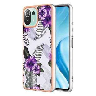 For Xiaomi 11 Lite Electroplating IMD TPU Phone Case(Purple Flower)