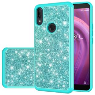 For Alcatel 3V (2019) Glitter Powder Contrast Skin Shockproof Silicone + PC Protective Case(Green)