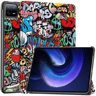 For Xiaomi Pad 6 / 6 Pro Custer Painted 3-Fold Stand Leather Smart Tablet Case(Graffiti)