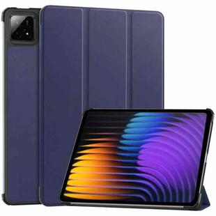 For Xiaomi Pad 7 / 7 Pro Custer Solid Color 3-Fold Stand Leather Smart Tablet Case(Dark Blue)
