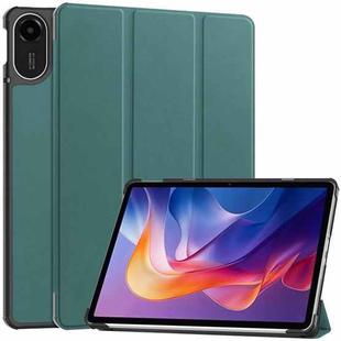 For Xiaomi Redmi Pad 2 Custer Texture 3-Fold Holder Leather Smart Tablet Case(Green)