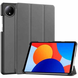 For Xiaomi Redmi Pad SE 8.7 Custer Texture 3-Fold Holder Leather Smart Tablet Case(Grey)