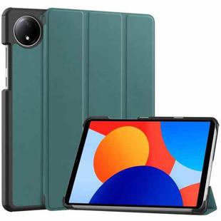 For Xiaomi Redmi Pad SE 8.7 Custer Texture 3-Fold Holder Leather Smart Tablet Case(Green)