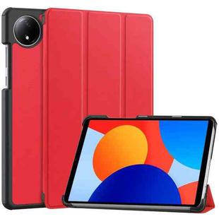 For Xiaomi Redmi Pad SE 8.7 Custer Texture 3-Fold Holder Leather Smart Tablet Case(Red)