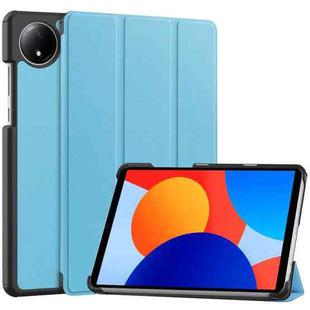 For Xiaomi Redmi Pad SE 8.7 Custer Texture 3-Fold Holder Leather Smart Tablet Case(Sky Blue)