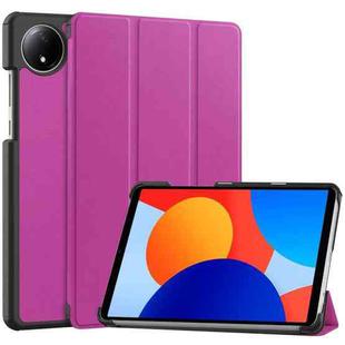 For Xiaomi Redmi Pad SE 8.7 Custer Texture 3-Fold Holder Leather Smart Tablet Case(Purple)