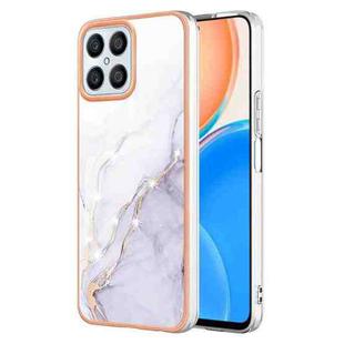 For Honor X8 4G Electroplating Marble Dual-side IMD Phone Case(White 006)