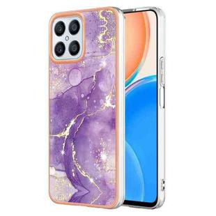 For Honor X8 4G Electroplating Marble Dual-side IMD Phone Case(Purple 002)