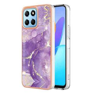 For Honor X8 5G Electroplating Marble Dual-side IMD Phone Case(Purple 002)