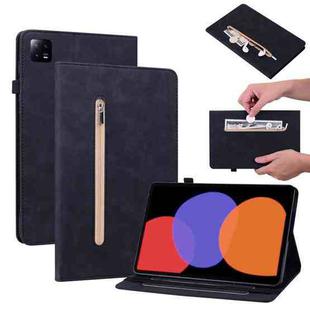 For Xiaomi Pad  6 / Pad 6 Pro Skin Feel Solid Color Zipper Leather Tablet Case(Black)