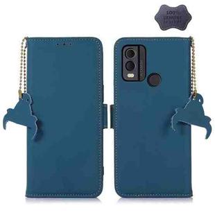 For Nokia C22 4G Genuine Leather Magnetic RFID Leather Phone Case(Blue)