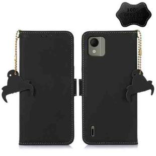 For Nokia C110 Genuine Leather Magnetic RFID Leather Phone Case(Black)