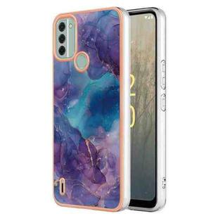 For Nokia C31 Electroplating Marble Dual-side IMD Phone Case(Purple 016)