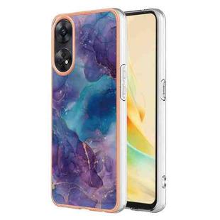 For OPPO Reno 8T 4G Electroplating Marble Dual-side IMD Phone Case(Purple 016)