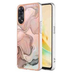 For OPPO Reno 8T 4G Electroplating Marble Dual-side IMD Phone Case(Rose Gold 015)