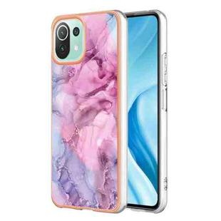 For Xiaomi 11 Lite Electroplating Marble Dual-side IMD Phone Case(Pink 013)