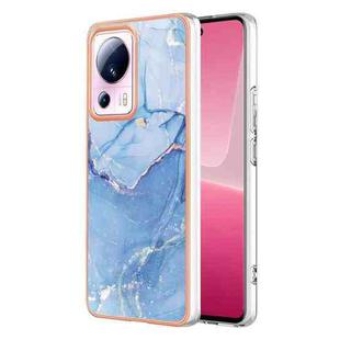 For Xiaomi 13 Lite 5G Electroplating Marble Dual-side IMD Phone Case(Blue 018)