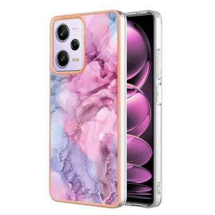 For Xiaomi Redmi Note 12 Pro 5G Global Electroplating Marble Dual-side IMD Phone Case(Pink 013)