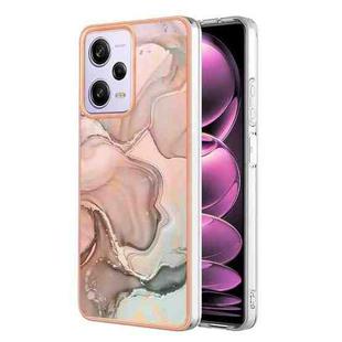 For Xiaomi Redmi Note 12 Pro 5G Global Electroplating Marble Dual-side IMD Phone Case(Rose Gold 015)