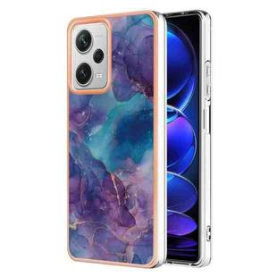 For Xiaomi Redmi Note 12 Pro+ 5G Global Electroplating Marble Dual-side IMD Phone Case(Purple 016)