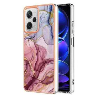 For Xiaomi Redmi Note 12 Pro+ 5G Global Electroplating Marble Dual-side IMD Phone Case(Rose Red 014)