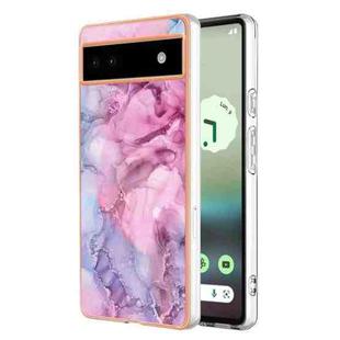 For Google Pixel 6A Electroplating Marble Dual-side IMD Phone Case(Pink 013)