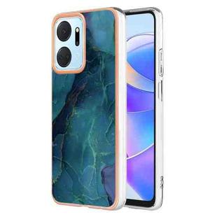 For Honor X7a Electroplating Marble Dual-side IMD Phone Case(Green 017)