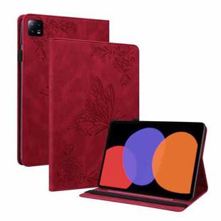 For Xiaomi Pad 6 / Pad 6 Pro Butterfly Flower Embossed Leather Tablet Case(Red)