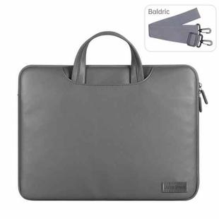Waterproof PU Laptop Bag Inner Bag, Size:15 inch(Grey)
