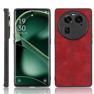 For OPPO Find X6 5G Sewing Cow Pattern Skin PC + PU + TPU Phone Case(Red)