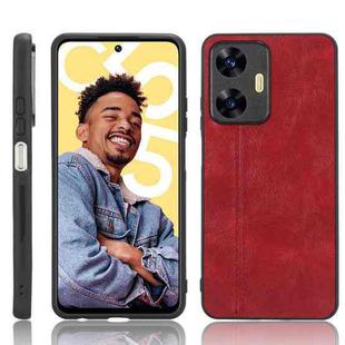 For Realme C55 Sewing Cow Pattern Skin PC + PU + TPU Phone Case(Red)