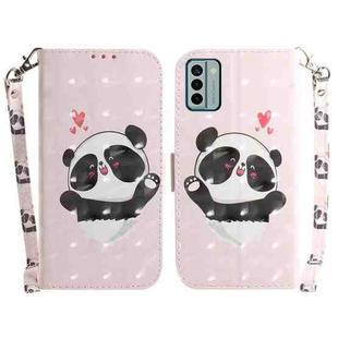For Nokia G22 3D Colored Horizontal Flip Leather Phone Case(Heart Panda)