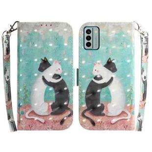 For Nokia G22 3D Colored Horizontal Flip Leather Phone Case(Black White Cat)