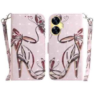For Realme C55 3D Colored Horizontal Flip Leather Phone Case(Butterfly High-heeled)