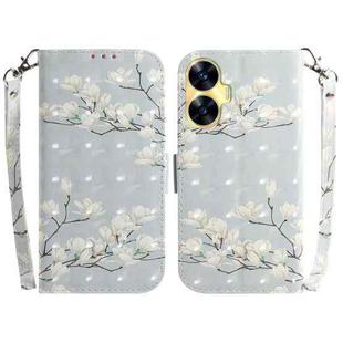 For Realme C55 3D Colored Horizontal Flip Leather Phone Case(Magnolia)