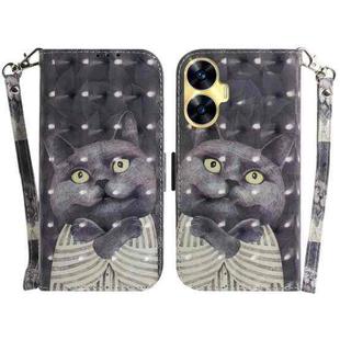 For Realme C55 3D Colored Horizontal Flip Leather Phone Case(Hug Cat)