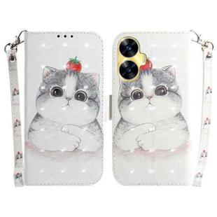 For Realme C55 3D Colored Horizontal Flip Leather Phone Case(Cute Cat)