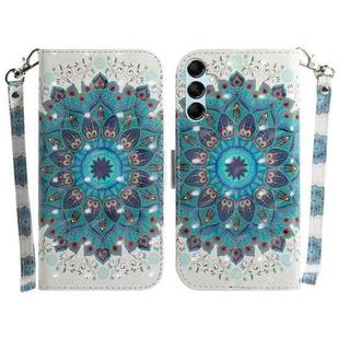 For Samsung Galaxy M14 3D Colored Horizontal Flip Leather Phone Case(Peacock Wreath)
