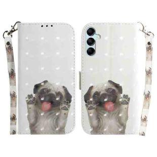 For Samsung Galaxy M14 3D Colored Horizontal Flip Leather Phone Case(Pug)