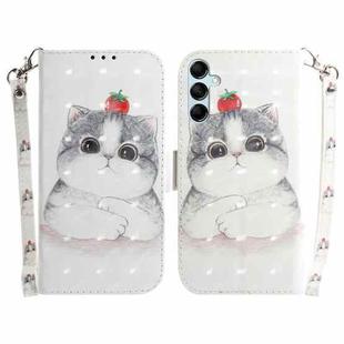 For Samsung Galaxy M14 3D Colored Horizontal Flip Leather Phone Case(Cute Cat)